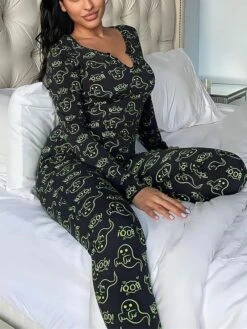 Women's Jumpsuit Halloween Pumpkin High Waist Print Animal V Neck Active Sport Daily Regular Fit Long Sleeve Black White Yellow S M L Summer 29 Women's Jumpsuit Halloween Pumpkin High Waist Print Animal V Neck Active Sport Daily Regular Fit Long Sleeve Black White Yellow S M L Summer -Cheap Plus Fit Dress Store kqfqmu1690352966618