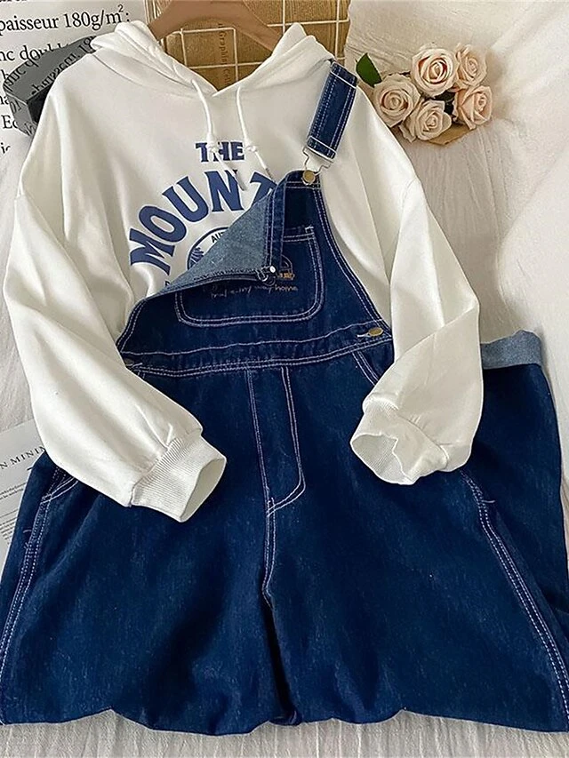 Women‘s Overall Pocket Print Denim Square Neck Streetwear Street Daily Regular Fit Sleeveless Dark Blue (overalls) S M L Fall 3 Women‘s Overall Pocket Print Denim Square Neck Streetwear Street Daily Regular Fit Sleeveless Dark Blue (overalls) S M L Fall - Image 3