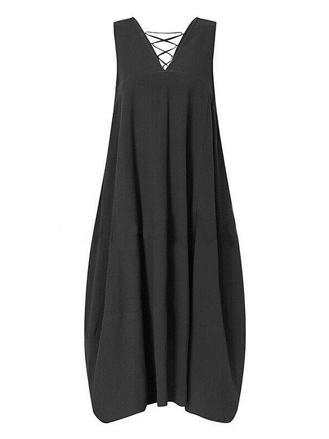 Women's Casual Dress Cotton Dress Swing Dress Maxi Long Dress Cotton Blend Basic Classic Outdoor Daily V Neck Pocket Sleeveless Summer Spring 2023 Regular Fit Black Wine Khaki Plain S M L XL 2XL 8 Women's Casual Dress Cotton Dress Swing Dress Maxi Long Dress Cotton Blend Basic Classic Outdoor Daily V Neck Pocket Sleeveless Summer Spring 2023 Regular Fit Black Wine Khaki Plain S M L XL 2XL - Image 8