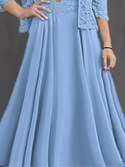 Women's Two Piece Dress Set Casual Dress Lace Dress Outdoor Daily Fashion Elegant Lace Patchwork Midi Dress Crew Neck 3/4 Length Sleeve Plain Regular Fit Blue Fall Winter S M L XL XXL -Cheap Plus Fit Dress Store kresib1693534946693