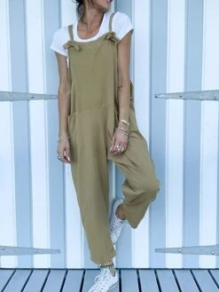 Women's Overall Utility Patch Pocket Solid Color Square Neck Streetwear Street Daily Regular Fit Sleeveless Pink Army Green Blue S M L Summer Fall 18 Women's Overall Utility Patch Pocket Solid Color Square Neck Streetwear Street Daily Regular Fit Sleeveless Pink Army Green Blue S M L Summer Fall -Cheap Plus Fit Dress Store kshonz1681730635426