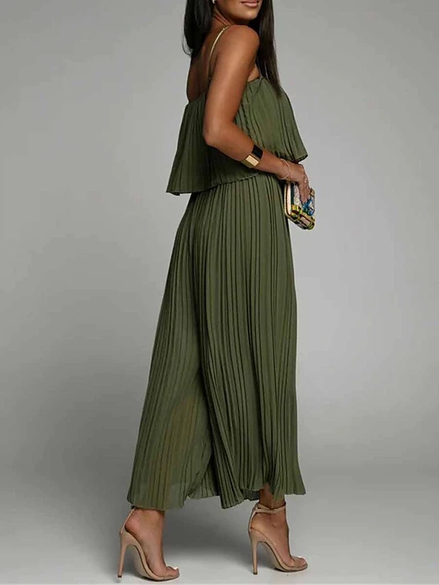 Women‘s Jumpsuit Pleated Backless Solid Color Square NeckPink Fall Winter Streetwear Office Street Regular Fit Sleeveless Black Green S M L Summer 5 Women‘s Jumpsuit Pleated Backless Solid Color Square NeckPink Fall Winter Streetwear Office Street Regular Fit Sleeveless Black Green S M L Summer - Image 5