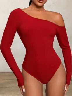 Women's Bodysuit High Waist Solid Color Off Shoulder Streetwear Street Daily Regular Fit Long Sleeve Black White Wine S M L Fall 16 Women's Bodysuit High Waist Solid Color Off Shoulder Streetwear Street Daily Regular Fit Long Sleeve Black White Wine S M L Fall -Cheap Plus Fit Dress Store ksrqmw1697521357990