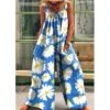 Jumpsuits For Women Summer Print Floral Strap Ordinary Straight Regular Fit Sleeveless Green Blue M L XL Spring