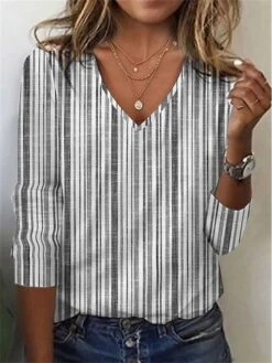 Women's T Shirt Tee Yellow Light Green Blue Striped Print Long Sleeve Daily Weekend Basic V Neck Regular Fit Painting Fall & Winter 14 Women's T Shirt Tee Yellow Light Green Blue Striped Print Long Sleeve Daily Weekend Basic V Neck Regular Fit Painting Fall & Winter -Cheap Plus Fit Dress Store ktwioh1689312503541