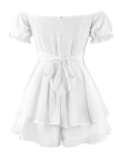 Women's Romper Ruffle Solid Color Off Shoulder Active Street Daily Regular Fit Short Sleeve Green Blue Pink S M L Spring -Cheap Plus Fit Dress Store kvnqbr1643274612798