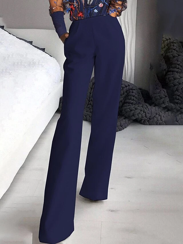 Jumpsuits For Women Summer Dressy Mesh Embroidered Floral Stand Collar Elegant Party Street Regular Fit Long Sleeve Blue S M L Spring Fall 3 Jumpsuits For Women Summer Dressy Mesh Embroidered Floral Stand Collar Elegant Party Street Regular Fit Long Sleeve Blue S M L Spring Fall - Image 3
