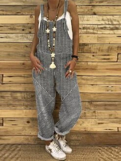 Jumpsuit For Woman CasualOverall Pocket Print Striped Holiday Daily Vacation Straight Regular Fit Sleeveless Sleeveless Black White Red S M L Summer 10 Jumpsuit For Woman CasualOverall Pocket Print Striped Holiday Daily Vacation Straight Regular Fit Sleeveless Sleeveless Black White Red S M L Summer -Cheap Plus Fit Dress Store kwkbbx1687952197214 1