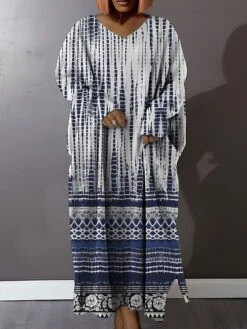 Women's Plus Size Curve Casual Dress Sweatshirt Dress Winter Dress Floral Gradient Long Dress Maxi Dress Long Sleeve Split Print V Neck Fashion Outdoor Black Pink Fall Winter L XL XXL 3XL 4XL -Cheap Plus Fit Dress Store kxrkto1693387421744