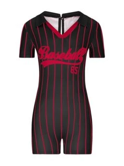 Women's Romper Baseball Workout Bodysuit Print Letter Shirt Collar Active Sport Daily Regular Fit Short Sleeve Black White Yellow XS S M Summer Fall Gym -Cheap Plus Fit Dress Store lajdzh1690528580278