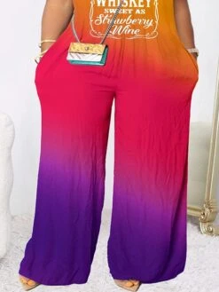 Women's Jumpsuit Pocket Print Gradient Stand Collar Streetwear Daily Vacation Regular Fit Sleeveless Blue Orange Green S M L Summer -Cheap Plus Fit Dress Store lbulfi1683013644673