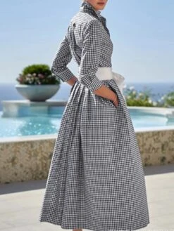 Women's Shirt Dress Casual Dress Maxi Long Dress Outdoor Winter Dress Daily Cotton Cotton And Linen Fashion Casual Shirt Collar Lace Up Pocket Long Sleeve Summer Spring Fall 2023 Regular Fit Pink -Cheap Plus Fit Dress Store lctiqg1658222415954