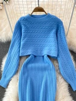 Women's Two Piece Dress Set Casual Dress Sheath Dress Outdoor Daily Fashion Streetwear Ruched Midi Dress Crew Neck Long Sleeve Plain Loose Fit Black White Wine Fall Winter One-Size 27 Women's Two Piece Dress Set Casual Dress Sheath Dress Outdoor Daily Fashion Streetwear Ruched Midi Dress Crew Neck Long Sleeve Plain Loose Fit Black White Wine Fall Winter One-Size -Cheap Plus Fit Dress Store lebxhq1694057145121