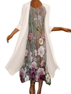 Women's Dress Set Two Piece Dress Chiffon Dress Midi Dress Beige 3/4 Length Sleeve Floral Chiffon Fall Winter Autumn Crew Neck Stylish Loose Fit 2023 M L XL XXL 3XL 4XL 5XL 5 Women's Dress Set Two Piece Dress Chiffon Dress Midi Dress Beige 3/4 Length Sleeve Floral Chiffon Fall Winter Autumn Crew Neck Stylish Loose Fit 2023 M L XL XXL 3XL 4XL 5XL -Cheap Plus Fit Dress Store lekvbm1650616087487