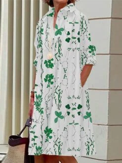 Women's Shirt Dress Casual Dress Midi Dress Outdoor Office Daily Polyester Fashion Modern Shirt Collar Button Pocket Long Sleeve Summer Spring Fall 2023 Loose Fit White Yellow Red Floral S M L XL 2XL -Cheap Plus Fit Dress Store leqzdv1690436814296