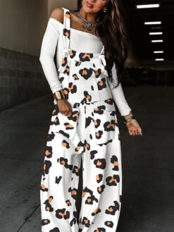 Women's Overall Print Solid Color Square Neck Casual Street Wide Leg Regular Fit Strap Black White Army Green S M L Fall -Cheap Plus Fit Dress Store lexnwx1691644302046