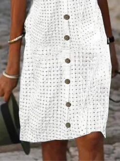Women's Casual Dress Cotton Linen Dress Shift Dress Midi Dress Cotton Blend Modern Casual Outdoor Daily Vacation Split Neck Button Eyelet Short Sleeve Summer Spring 2023 Regular Fit White Plain S M L 5 Women's Casual Dress Cotton Linen Dress Shift Dress Midi Dress Cotton Blend Modern Casual Outdoor Daily Vacation Split Neck Button Eyelet Short Sleeve Summer Spring 2023 Regular Fit White Plain S M L -Cheap Plus Fit Dress Store lhjiqv1686105103509