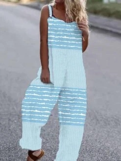 Women's Jumpsuit Print Striped Crew Neck Holiday Daily Vacation Straight Loose Fit Strap Sleeveless Pink Blue Brown S M L All Seasons 5 Women's Jumpsuit Print Striped Crew Neck Holiday Daily Vacation Straight Loose Fit Strap Sleeveless Pink Blue Brown S M L All Seasons -Cheap Plus Fit Dress Store ligwrr1692323297377