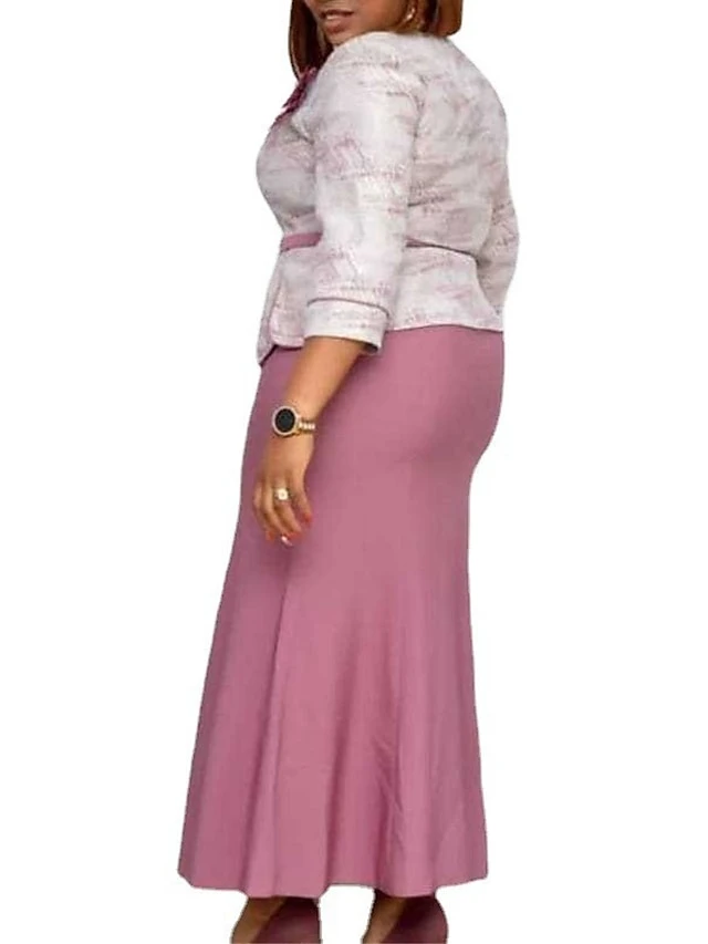 Women‘s Plus Size Curve Work Dress Tie Dye Crew Neck 3/4 Length Sleeve Spring Fall Fashion Elegant Mature Maxi Long Dress Office Work Dress 2 Women‘s Plus Size Curve Work Dress Tie Dye Crew Neck 3/4 Length Sleeve Spring Fall Fashion Elegant Mature Maxi Long Dress Office Work Dress - Image 2