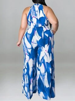 Women's Jumpsuit High Waist Print Floral Crew Neck Casual Daily Holiday Regular Fit Sleeveless Red Blue Purple XL XXL 3XL Spring -Cheap Plus Fit Dress Store lkfmdw1675747212597