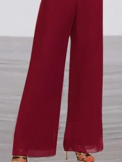 Women's Jumpsuit Lace Up Solid Color Crew Neck Elegant Daily Vacation Straight Regular Fit Sleeveless Wine S M L Spring -Cheap Plus Fit Dress Store lklaft1652340081969