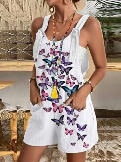 Women's Overall Pocket Print Print U Neck Holiday Daily Vacation Straight Regular Fit Sleeveless Sleeveless White Yellow Pink S M L Summer 13 Women's Overall Pocket Print Print U Neck Holiday Daily Vacation Straight Regular Fit Sleeveless Sleeveless White Yellow Pink S M L Summer -Cheap Plus Fit Dress Store lkthvk1685674600478