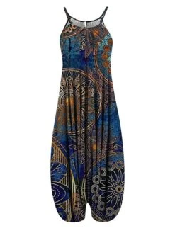 Women's Overall Print Floral Crew Neck Streetwear Daily Vacation Loose Fit Sleeveless Suspender National Style Printing Jumpsuit 34 Women's Overall Print Floral Crew Neck Streetwear Daily Vacation Loose Fit Sleeveless Suspender National Style Printing Jumpsuit -Cheap Plus Fit Dress Store llucnb1684041469698