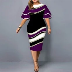Women‘s Plus Size Curve Party Dress Color Block Crew Neck Print Short Sleeve Spring Fall Work Casual Prom Dress Knee Length Dress Casual Daily DressHomecoming Dress -Cheap Plus Fit Dress Store lmjguk1639471971598