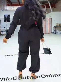 Women's Jumpsuit Zipper Pocket Solid Color Shirt Collar Streetwear Street Daily Regular Fit Sleeveless Black White S M L Fall -Cheap Plus Fit Dress Store lnnezj1695368318732