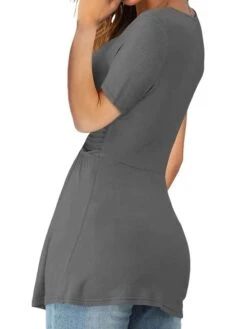 Women's Shirt Blouse Black White Yellow Plain Short Sleeve Casual Basic V Neck Regular Fit -Cheap Plus Fit Dress Store lousnj1686915332286