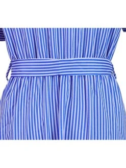 Women's Shirt Dress Maxi Long Dress Daily Vacation Polyester Casual Shirt Collar Lace Up Button Short Sleeve Summer Spring 2022 Regular Fit Blue Green Striped S M L XL -Cheap Plus Fit Dress Store lprkxl1693289088261