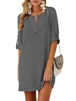 Women's Cotton Linen Dress T Shirt Dress Tee Dress Shift Dress Mini Dress Linen Cotton Blend Stylish Basic Outdoor Daily Holiday Split Neck Ruched Half Sleeve Summer Spring 2023 Regular Fit Black -Cheap Plus Fit Dress Store lqhzvv1690886126508