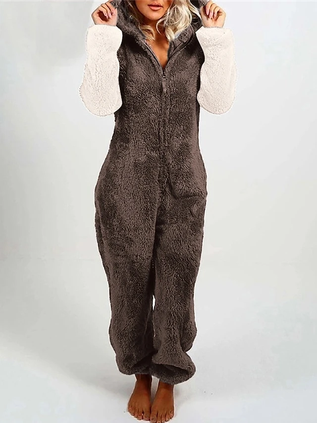 Women‘s Jumpsuit Patchwork Color Block Hooded Pink Fall Winter Streetwear Home Daily Loose Fit Long Sleeve Black White S M L 7 Women‘s Jumpsuit Patchwork Color Block Hooded Pink Fall Winter Streetwear Home Daily Loose Fit Long Sleeve Black White S M L - Image 7