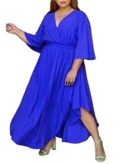 Women‘s Plus Size Curve Holiday Dress Solid Color V Neck Half Sleeve Fall Spring Basic Maxi Long Dress Date Vacation Dress 33 Women‘s Plus Size Curve Holiday Dress Solid Color V Neck Half Sleeve Fall Spring Basic Maxi Long Dress Date Vacation Dress -Cheap Plus Fit Dress Store lrdpet1648706457938