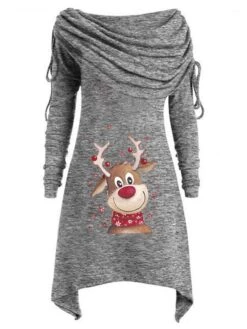 Women‘s Plus Size Christmas Tops Hoodie Sweatshirt Tree Color Gradient Print Long Sleeve Hooded Streetwear Daily Polyester Fall Winter Black -Cheap Plus Fit Dress Store lroppg1670553585607