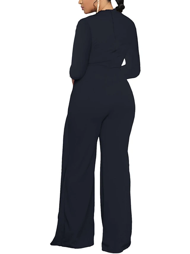 Women‘s Jumpsuit High Waist Solid Color Round Neck Pink Fall Winter Streetwear Wedding Street Regular Fit Long Sleeve Black Fuchsia S M L 11 Women‘s Jumpsuit High Waist Solid Color Round Neck Pink Fall Winter Streetwear Wedding Street Regular Fit Long Sleeve Black Fuchsia S M L - Image 11