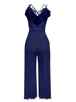 White Jumpsuit For Women Casual Party Street Holiday Deep V 2023 Black Wine Solid Color Zipper Fall -Cheap Plus Fit Dress Store ludnem1666416545939