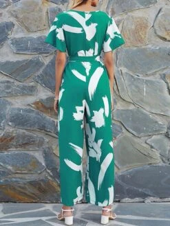Women's Jumpsuit Lace Up Geometric V Neck Streetwear Daily Vacation Regular Fit Short Sleeve Green S M L Spring 9 Women's Jumpsuit Lace Up Geometric V Neck Streetwear Daily Vacation Regular Fit Short Sleeve Green S M L Spring -Cheap Plus Fit Dress Store lvangp1673577933019