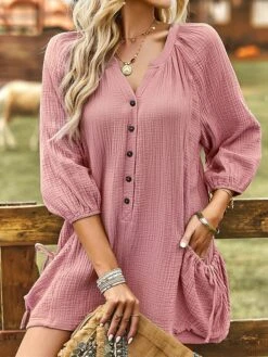 Women's Romper Button Pocket Solid Color V Neck Ordinary Daily Vacation Regular Fit Long Sleeve Pink Navy Blue Green S M L Summer 35 Women's Romper Button Pocket Solid Color V Neck Ordinary Daily Vacation Regular Fit Long Sleeve Pink Navy Blue Green S M L Summer -Cheap Plus Fit Dress Store lvshbv1680074110767