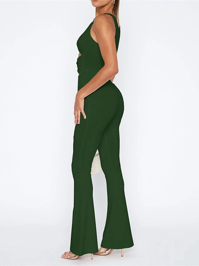 Women's Jumpsuit Workout Bodysuit Cut Out Solid Color V Neck Sexy Party Going Out Regular Fit Sleeveless Brown Green Dark Gray XS S M Summer Fall Gym 14 Women's Jumpsuit Workout Bodysuit Cut Out Solid Color V Neck Sexy Party Going Out Regular Fit Sleeveless Brown Green Dark Gray XS S M Summer Fall Gym - Image 14