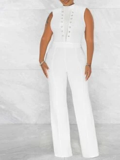 Women's Jumpsuit Lace Up Solid Color Crew Neck Streetwear Street Daily Regular Fit Sleeveless Black White S M L Summer 19 Women's Jumpsuit Lace Up Solid Color Crew Neck Streetwear Street Daily Regular Fit Sleeveless Black White S M L Summer -Cheap Plus Fit Dress Store lwbemf1680073799816