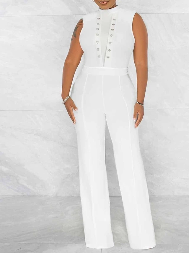 Women's Jumpsuit Lace Up Solid Color Crew Neck Streetwear Street Daily Regular Fit Sleeveless Black White S M L Summer 9 Women's Jumpsuit Lace Up Solid Color Crew Neck Streetwear Street Daily Regular Fit Sleeveless Black White S M L Summer - Image 9