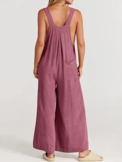 Women's Jumpsuit Pocket Solid Color Square Neck Streetwear Street Daily Regular Fit Sleeveless Yellow Pink Navy Blue S M L Summer -Cheap Plus Fit Dress Store lyezxz1679468955650