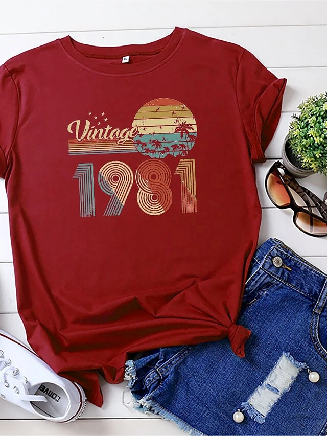 40th Birthday Gifts Women Vintage 1981 Shirt 40 Years Of Being Awesome T-shirt Original Parts Tee Retro Birthday Party Tops(gray2-s) 8 40th Birthday Gifts Women Vintage 1981 Shirt 40 Years Of Being Awesome T-shirt Original Parts Tee Retro Birthday Party Tops(gray2-s) - Image 8