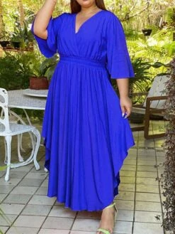 Women‘s Plus Size Curve Holiday Dress Solid Color V Neck Half Sleeve Fall Spring Basic Maxi Long Dress Date Vacation Dress 30 Women‘s Plus Size Curve Holiday Dress Solid Color V Neck Half Sleeve Fall Spring Basic Maxi Long Dress Date Vacation Dress -Cheap Plus Fit Dress Store lzaziv1648706455910