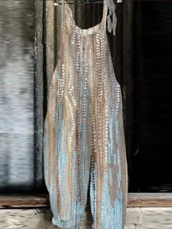 Jumpsuit For Woman Print Crew Neck Holiday Daily Going Out Straight Loose Fit Strap Pink Purple Khaki S M L Summer