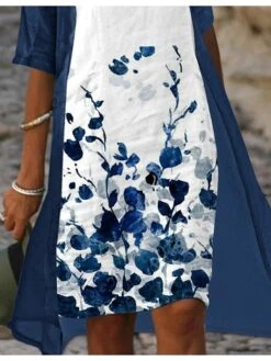 Women‘s Dress Set Two Piece Dress A Line Dress Midi Dress Blue Half Sleeve Floral Print Summer Spring V Neck Casual 2023 S M L XL XXL 3XL 5 Women‘s Dress Set Two Piece Dress A Line Dress Midi Dress Blue Half Sleeve Floral Print Summer Spring V Neck Casual 2023 S M L XL XXL 3XL -Cheap Plus Fit Dress Store lzsoky1664528627723