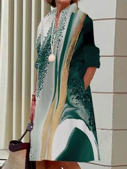 Women's Shirt Dress Casual Dress Midi Dress Outdoor Office Daily Polyester Fashion Modern Shirt Collar Button Pocket Long Sleeve Summer Spring Fall 2023 Loose Fit Light Pink Pink Dark Pink Ombre S M -Cheap Plus Fit Dress Store lzwbzs1690436734246