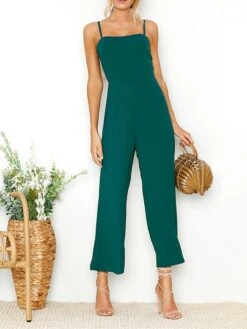 Women's Jumpsuit High Waist Solid Color Square Neck Streetwear Daily Vacation Regular Fit Sleeveless Black Yellow Wine S M L Spring 19 Women's Jumpsuit High Waist Solid Color Square Neck Streetwear Daily Vacation Regular Fit Sleeveless Black Yellow Wine S M L Spring -Cheap Plus Fit Dress Store maixot1676364640062