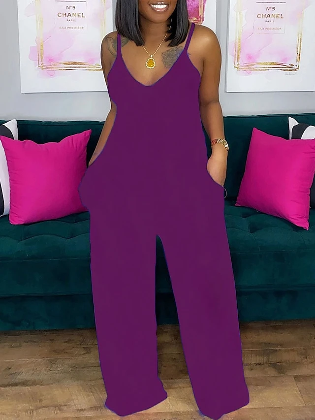 Women's Jumpsuit Print V Neck Streetwear Daily Vacation Wide Leg Regular Fit Spaghetti Strap Camouflage Blue Camouflage Burgundy Camouflage Grey S M L Spring / Plus Size 5 Women's Jumpsuit Print V Neck Streetwear Daily Vacation Wide Leg Regular Fit Spaghetti Strap Camouflage Blue Camouflage Burgundy Camouflage Grey S M L Spring / Plus Size - Image 5